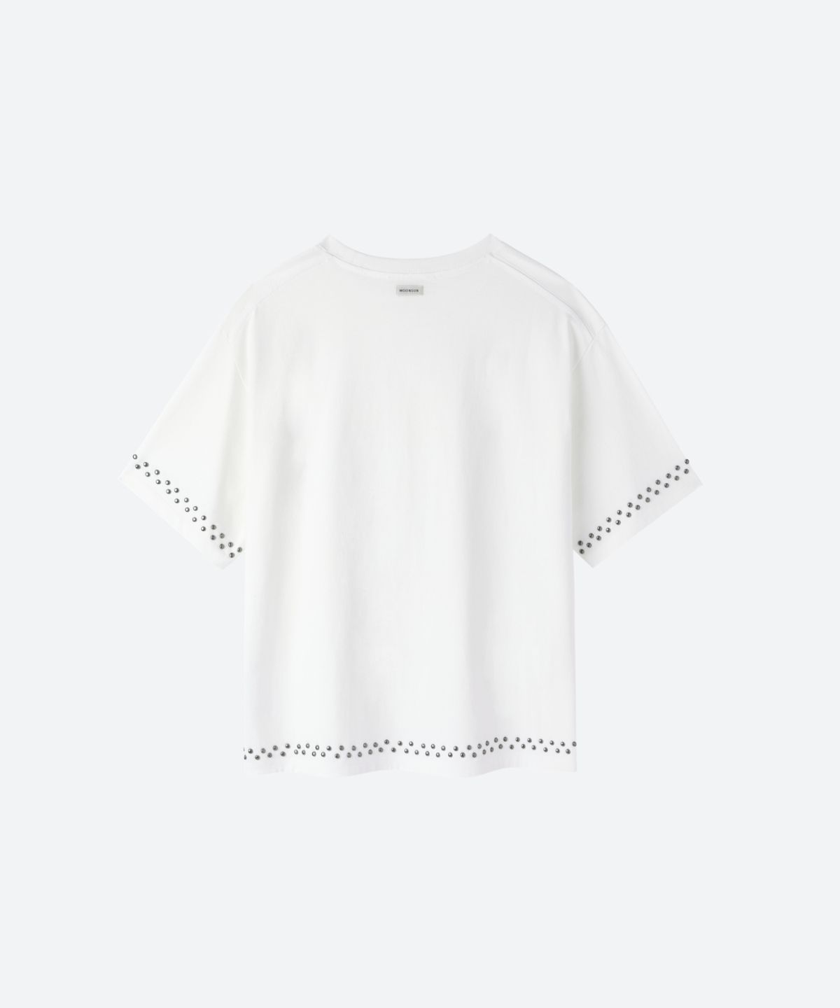 문선 아카이브(MOONSUN ARCHIVE) UNISEX, Stud Line Half T-Shirt / WHITE