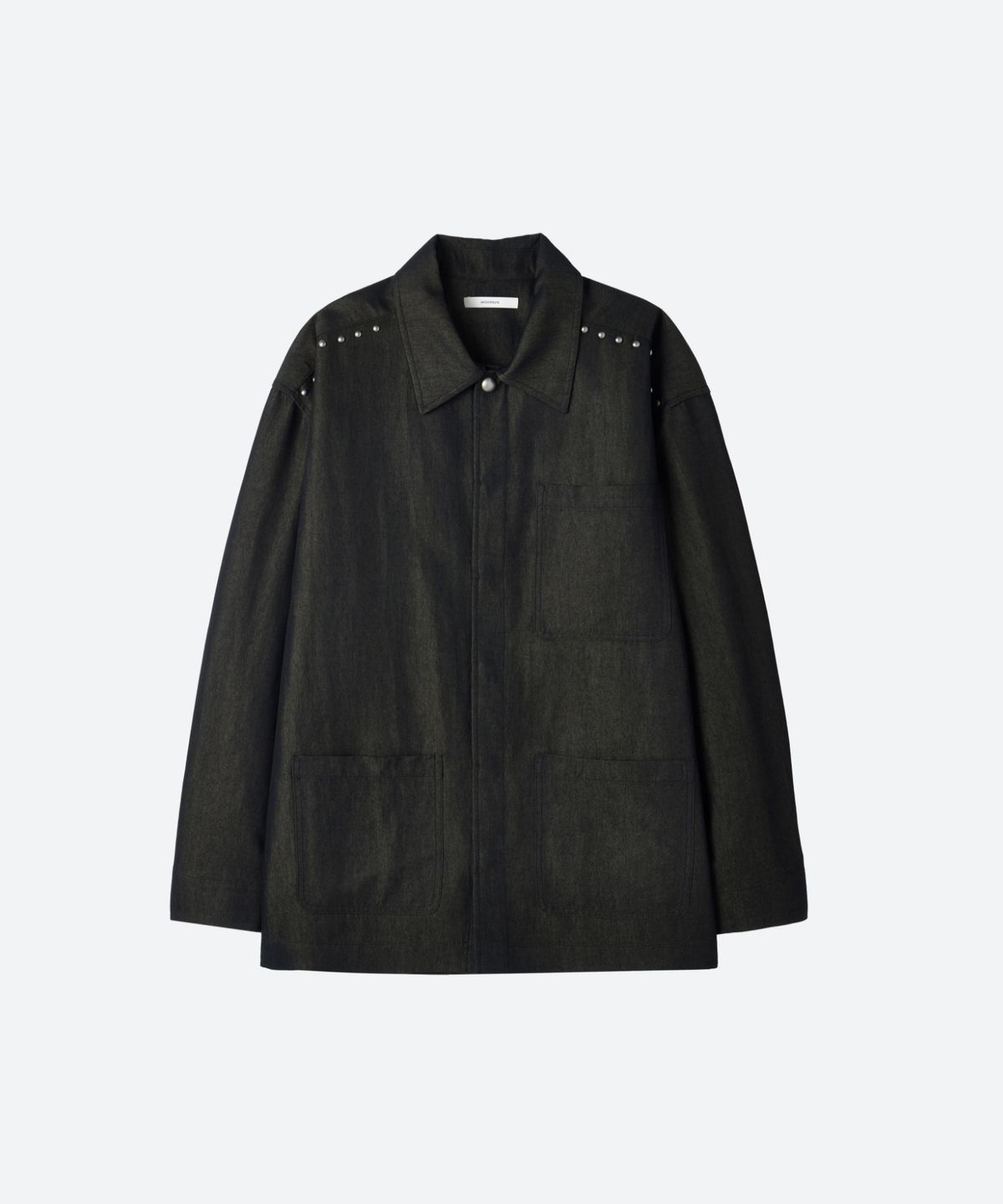 문선(MOONSUN) UNISEX, Stud Detail Classic Shirt Jacket / DARK BROWN