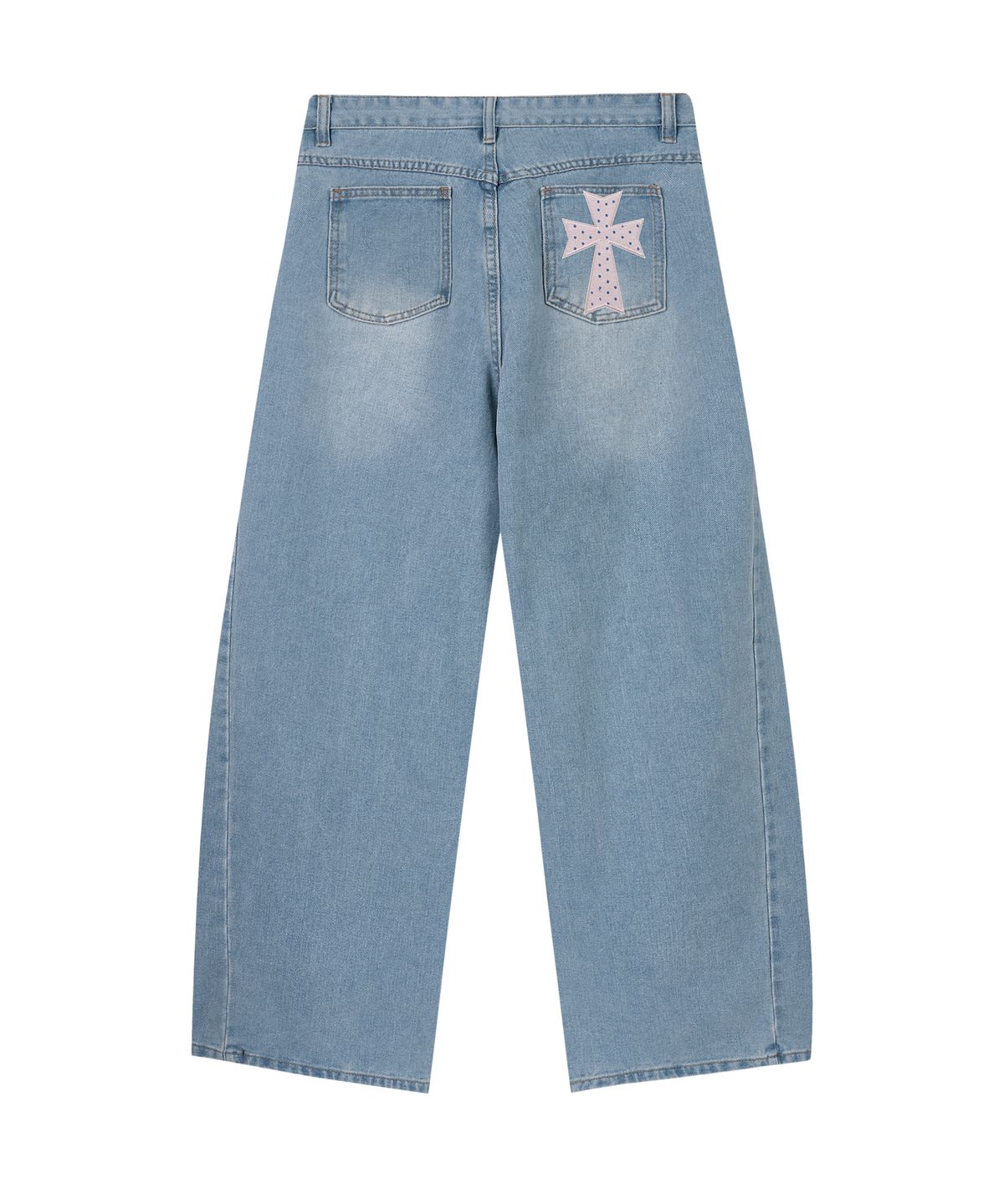 그레이버(GRAVER) [UNISEX][UNISEX]DOT CROSS 자수 와이드커브드진_DARK BLUE