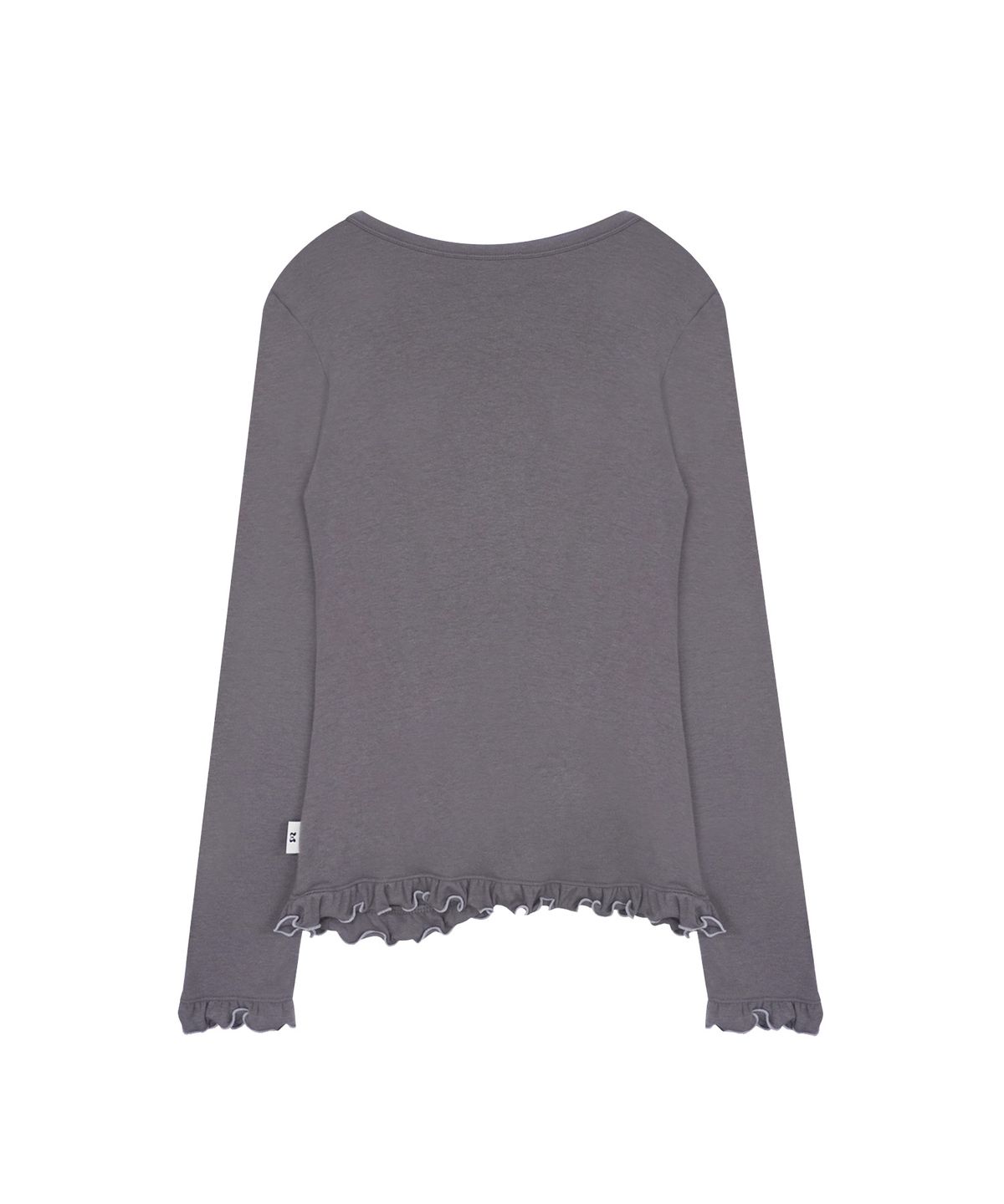 미레코(MIRECO) ASYMMETRIC SHIRRING LACE CARDIGAN SMOKE PURPLE