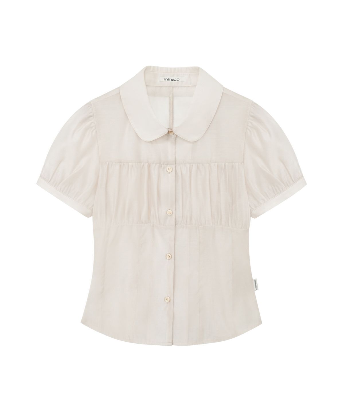 미레코(MIRECO) SHIRRING SHEER BLOUSE ROSE BEIGE