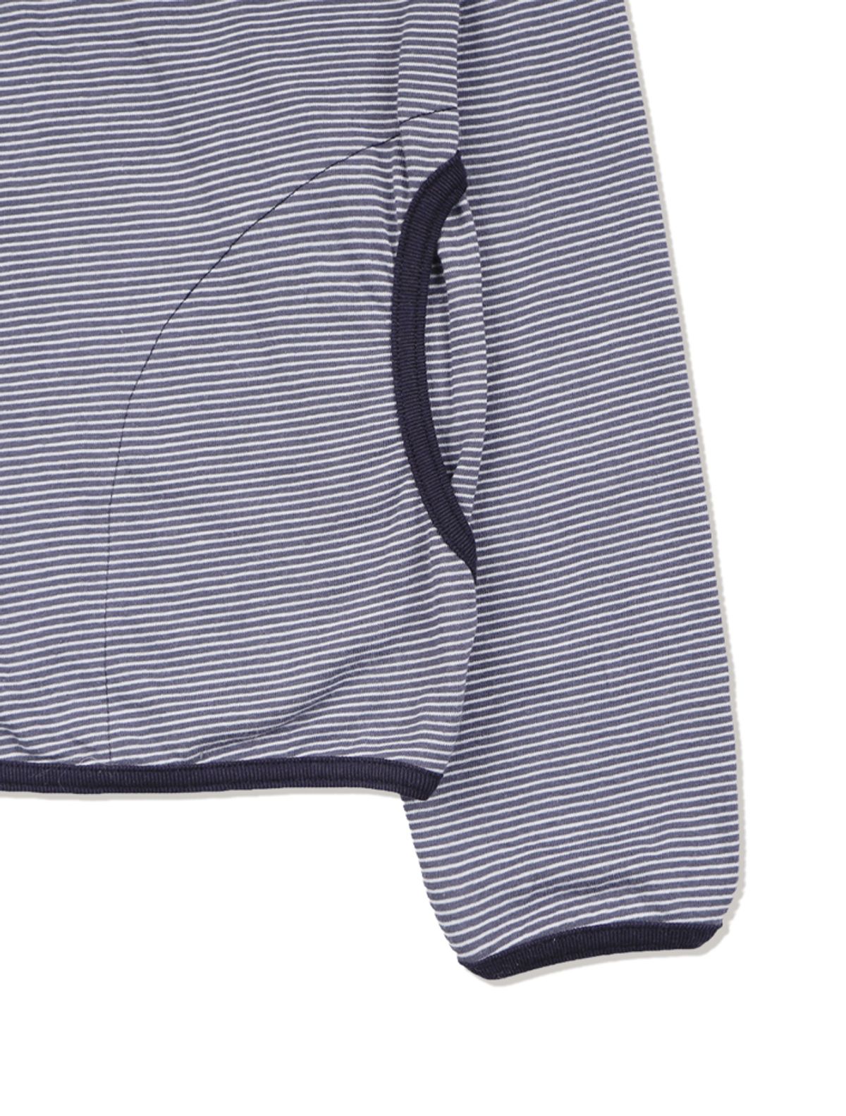 라 메종 스튜디오(LA MAISON STUDIO) MARK STRIPE HENLEY NECK LONG SLEEVE HOODIE NAVY(FCG1TS687M)