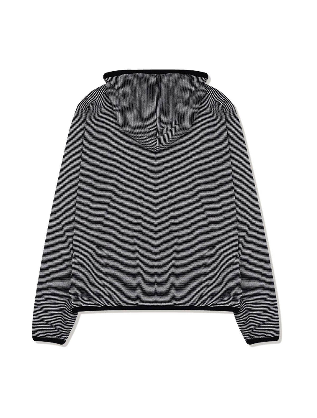 라 메종 스튜디오(LA MAISON STUDIO) MARK STRIPE HENLEY NECK LONG SLEEVE HOODIE BLACK(FCG1TS687M)