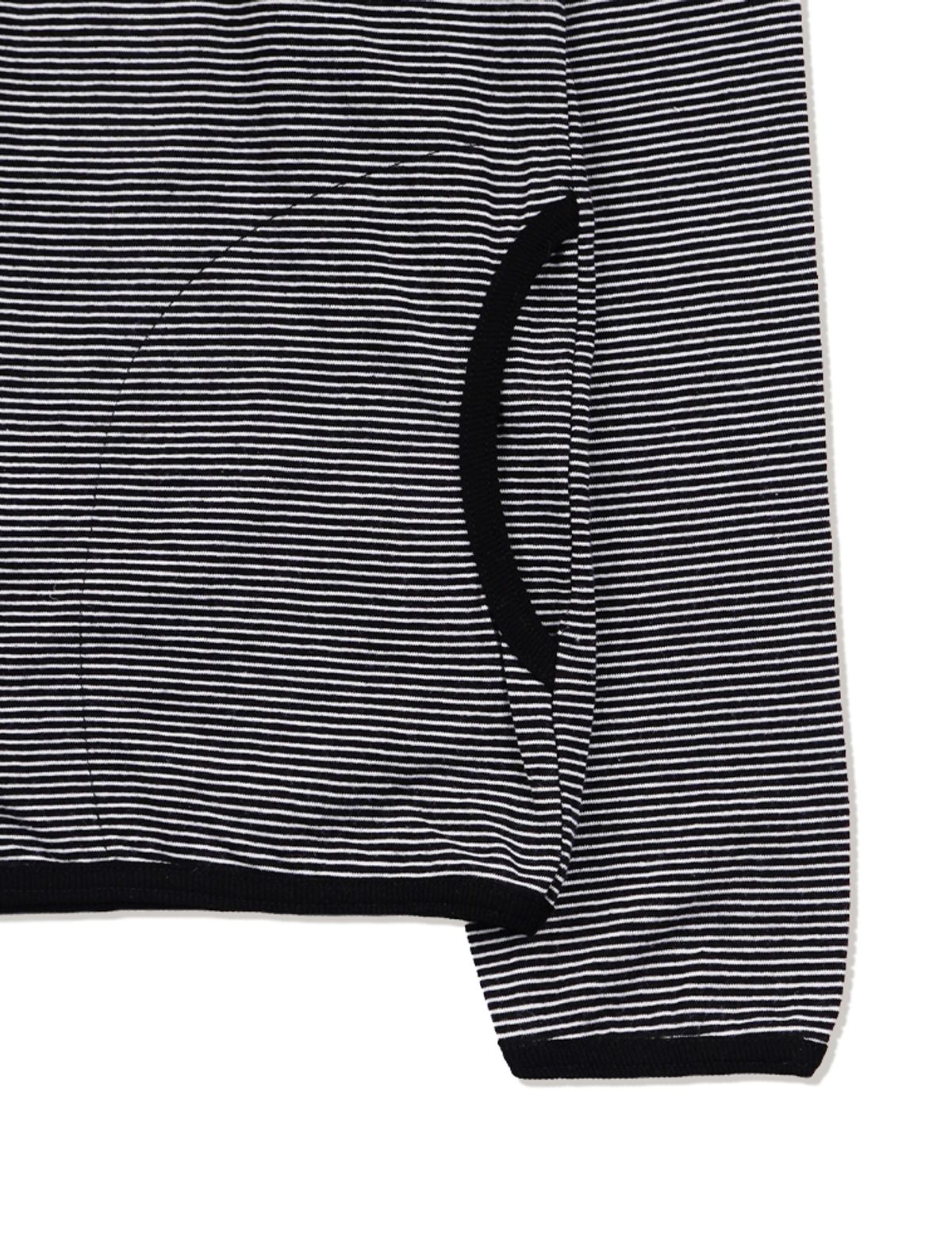 라 메종 스튜디오(LA MAISON STUDIO) MARK STRIPE HENLEY NECK LONG SLEEVE HOODIE BLACK(FCG1TS687M)