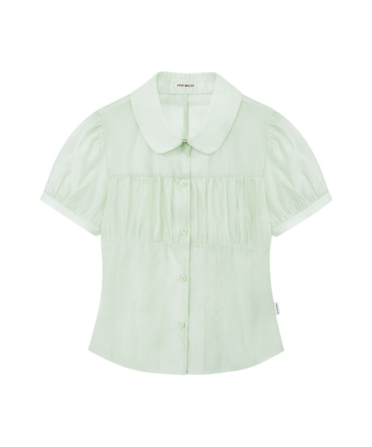 미레코(MIRECO) SHIRRING SHEER BLOUSE PISTACHIO
