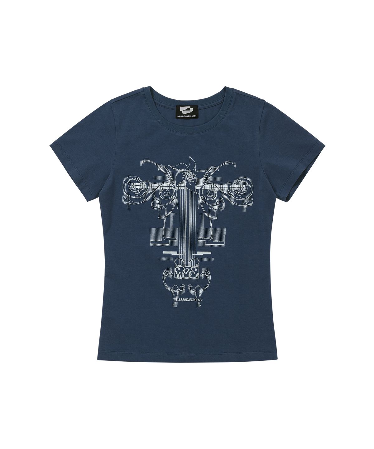 웰빙익스프레스(WELLBEING EXPRESS) Flower Tattoo Tee Navy
