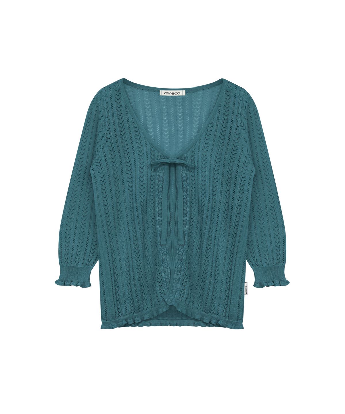 미레코(MIRECO) 3/4 LACE KNIT CARDIGAN TURQUOISE