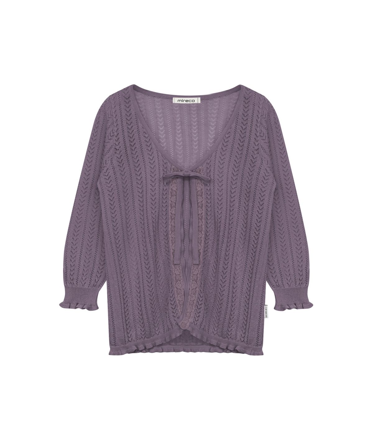 미레코(MIRECO) 3/4 LACE KNIT CARDIGAN GRAPE