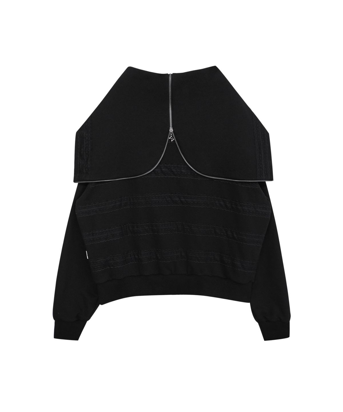 미레코(MIRECO) LACED TWOFOLD HOOD ZIP-UP BLACK