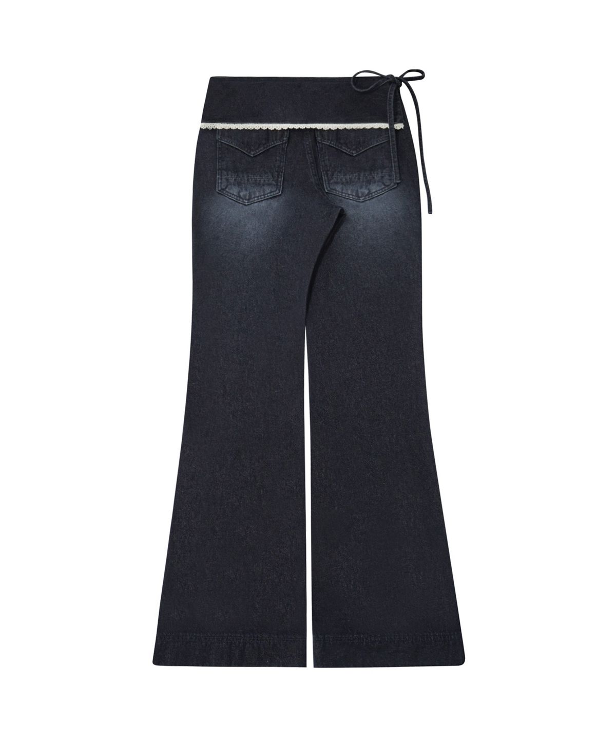 미레코(MIRECO) LAYERED LACE WRAP DENIM PT DARK BLUE