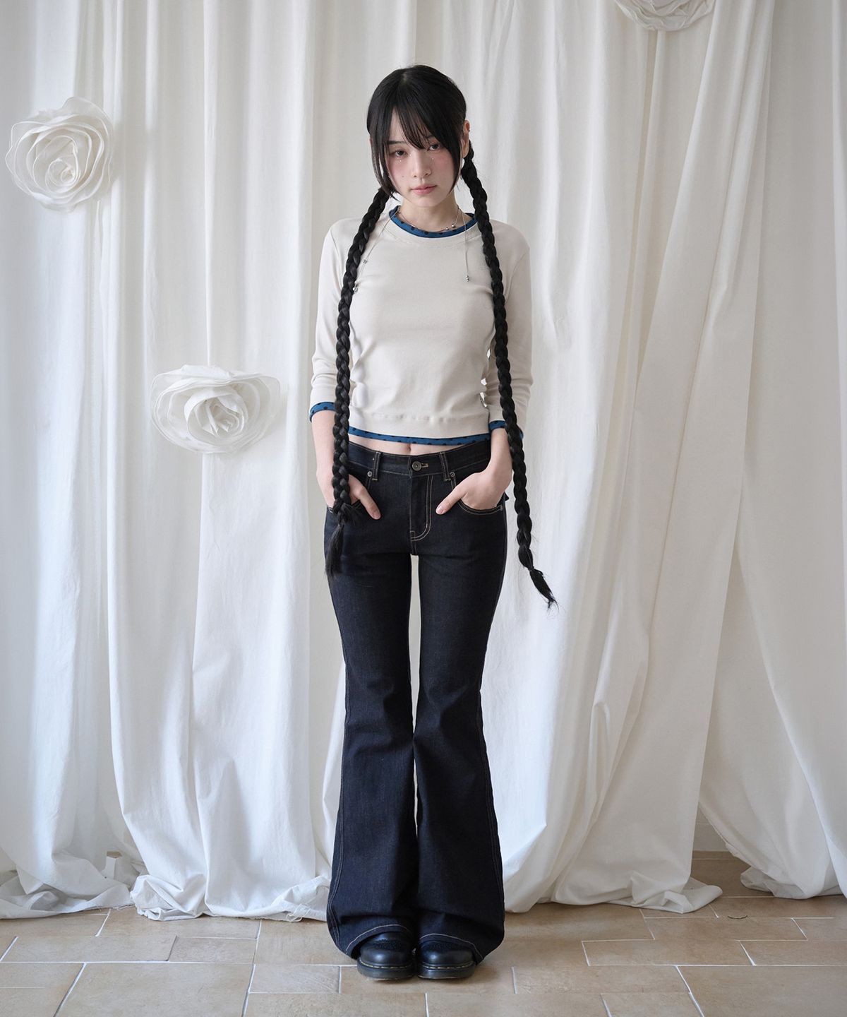 미레코(MIRECO) NON-FADE BOOTCUT DENIM PT TRUE BLACK