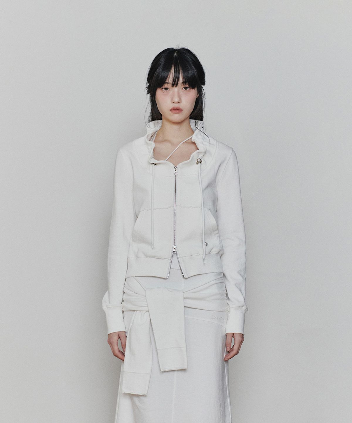 페인오어플레져(PAINORPLEASURE) BLOOM ZIP-UP JACKET white