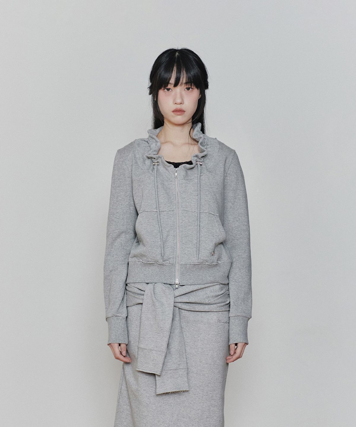 페인오어플레져(PAINORPLEASURE) BLOOM ZIP-UP JACKET melange grey