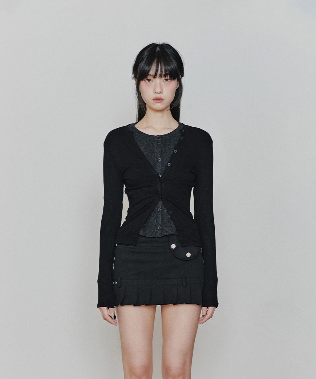 페인오어플레져(PAINORPLEASURE) SECRET 2WAY CARDIGAN (SS ver.) black