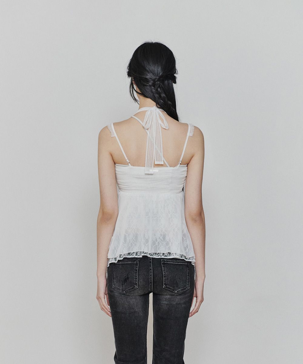 MUSINSA公式 | PAINORPLEASURE ROSE SHIRRING TOP white