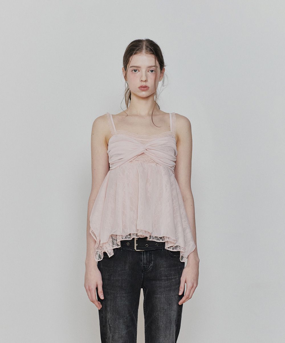 MUSINSA | PAINORPLEASURE ROSE SHIRRING TOP pink