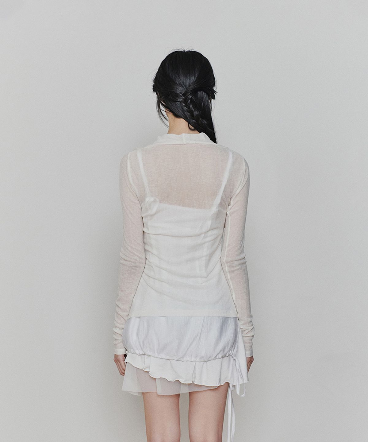 페인오어플레져(PAINORPLEASURE) LILY COWL RIBBON TOP ivory
