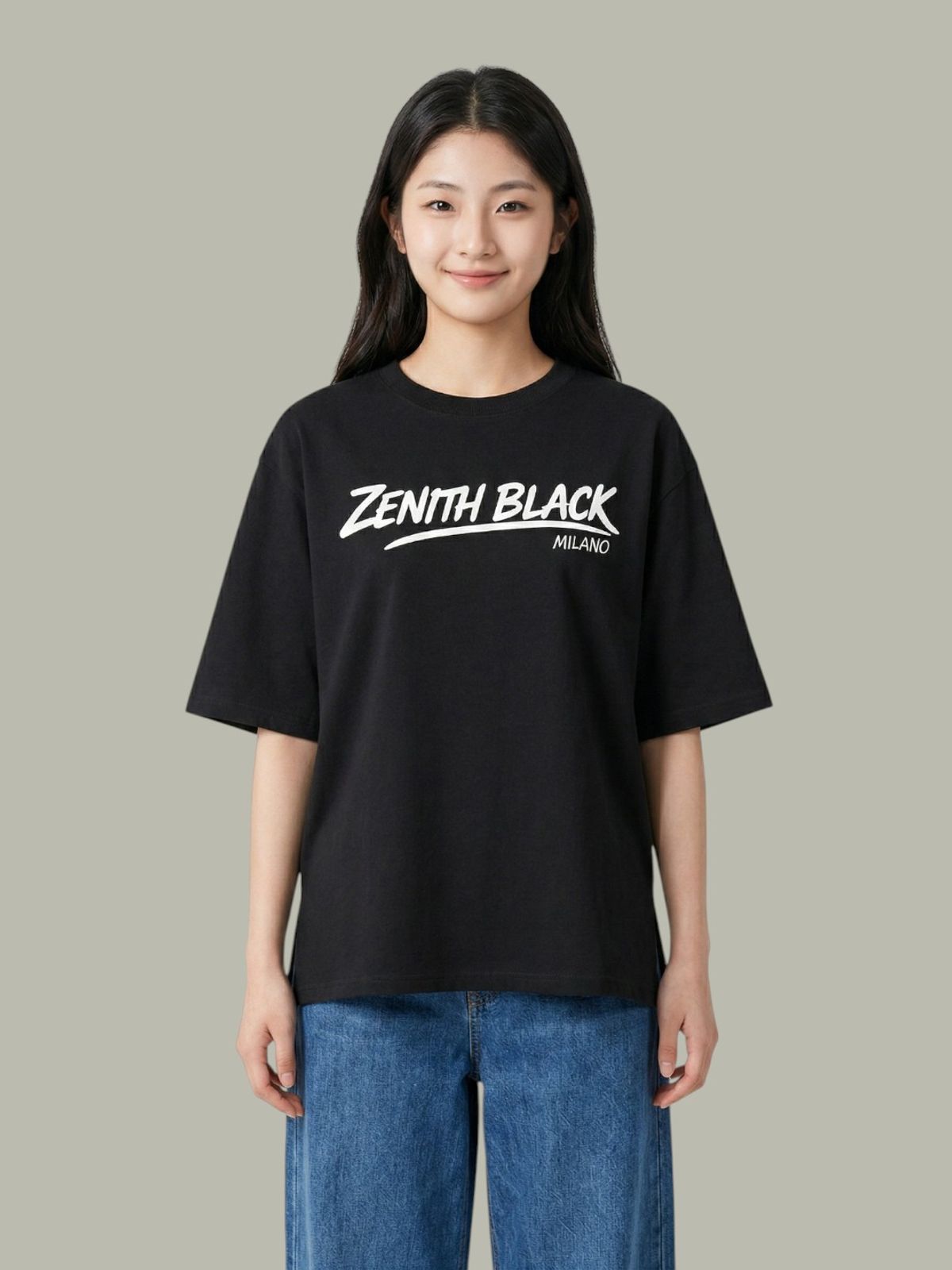 지블랙(ZBLACK) 제니스 블랙 언더라인 밀라노 오버핏 반팔  BLACK
