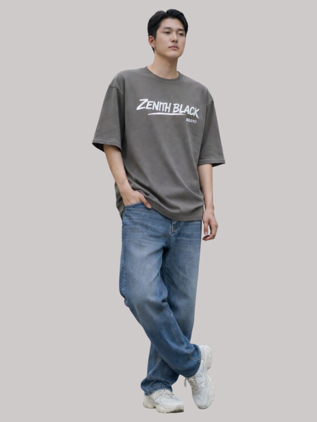 지블랙(ZBLACK) 제니스 블랙 언더라인 밀라노 오버핏 반팔 DUST BEIGE