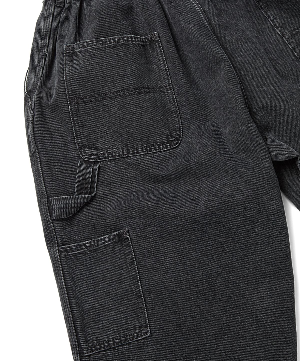 예스아이씨(YESEYESEE) Comfy Denim Carpenter Pants Black