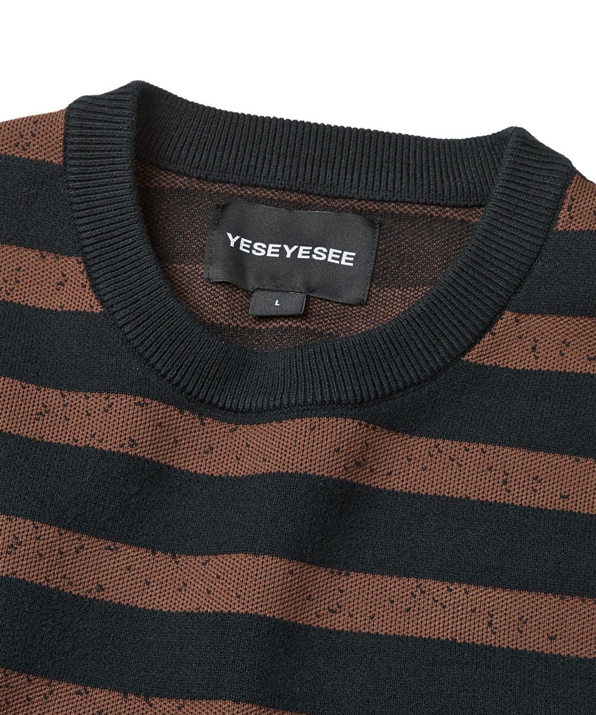 예스아이씨(YESEYESEE) Speckled Stripe Knit Pullover Ink