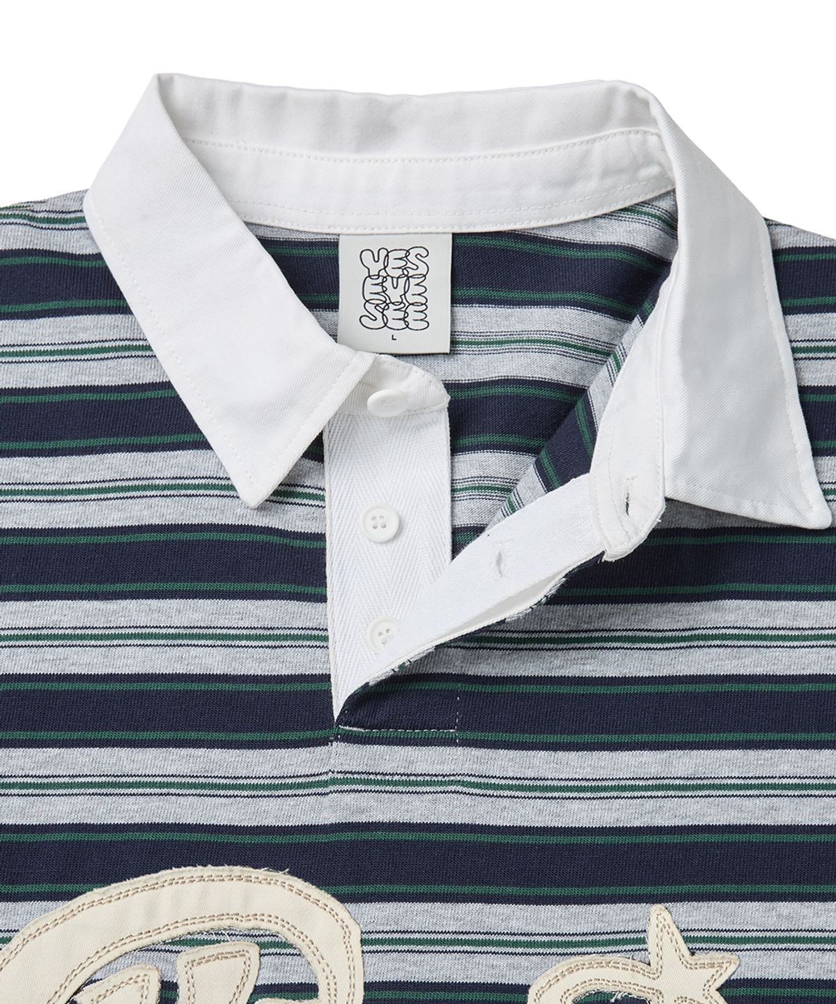예스아이씨(YESEYESEE) Stripe Star Rugby Shirt Grey