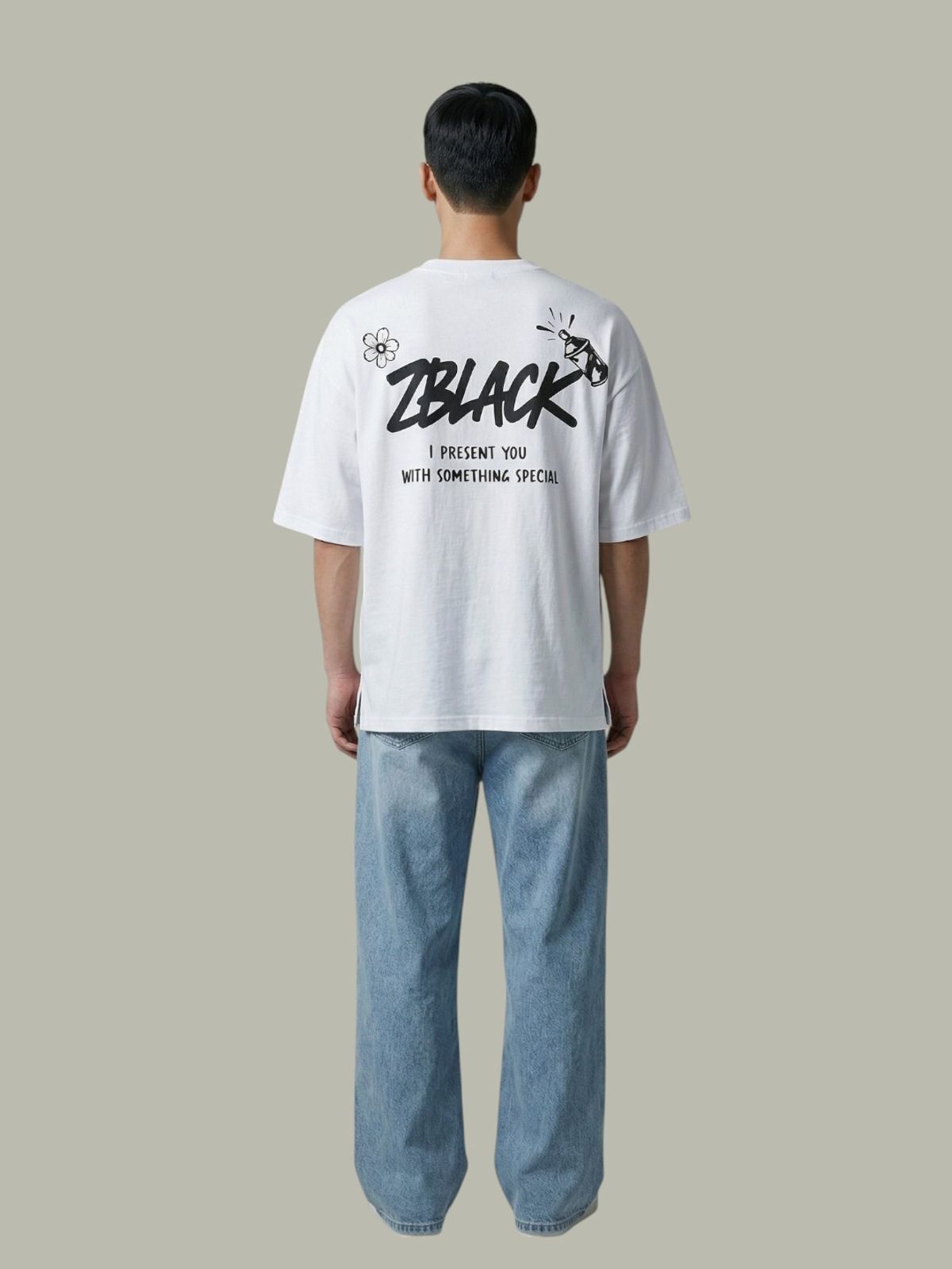 지블랙(ZBLACK) 스프레인 프린트 오버핏 반팔 BLACK