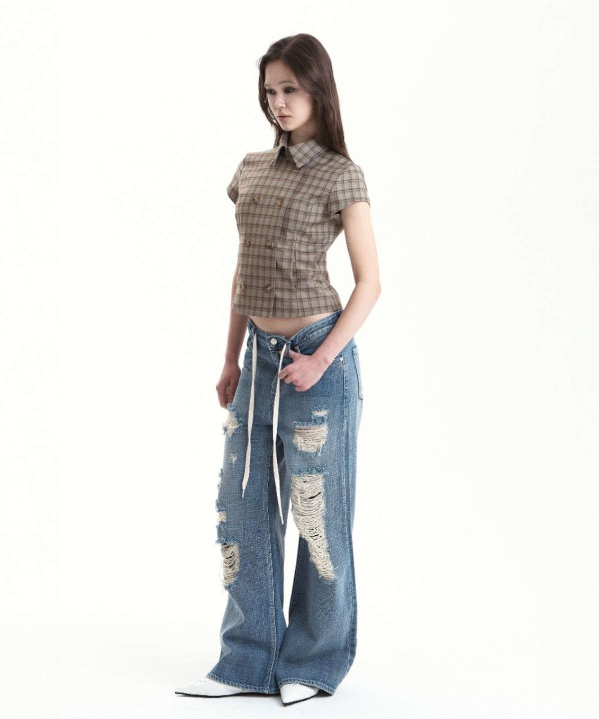 시너진(SYNERJYN) DOUBLE SHORT SLEEVE JACKET BROWN