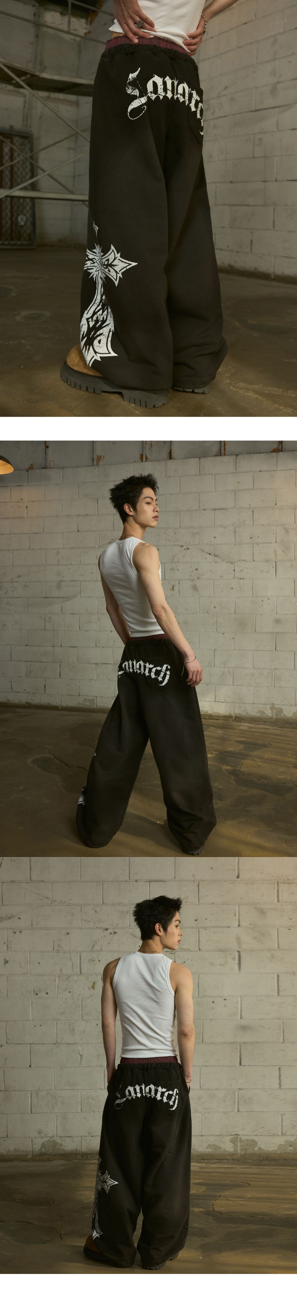 MUSINSA | LANARCHIVE [0123] Sagging Band Wide Sweatpants - Black