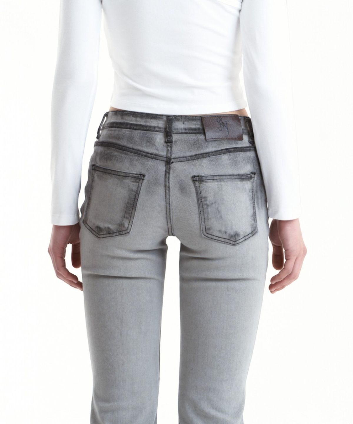 시너진(SYNERJYN) BRUSH PAINTING DENIM PANTS LIGHT GRAY