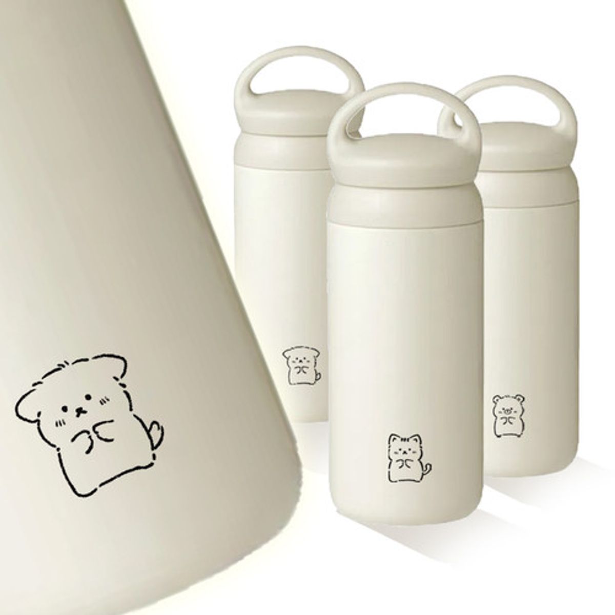이레케이스앤굿즈(IRECASEGOODS) 몽글 동물 디자인 핸들텀블러 보온 보냉 500ml 휴대용