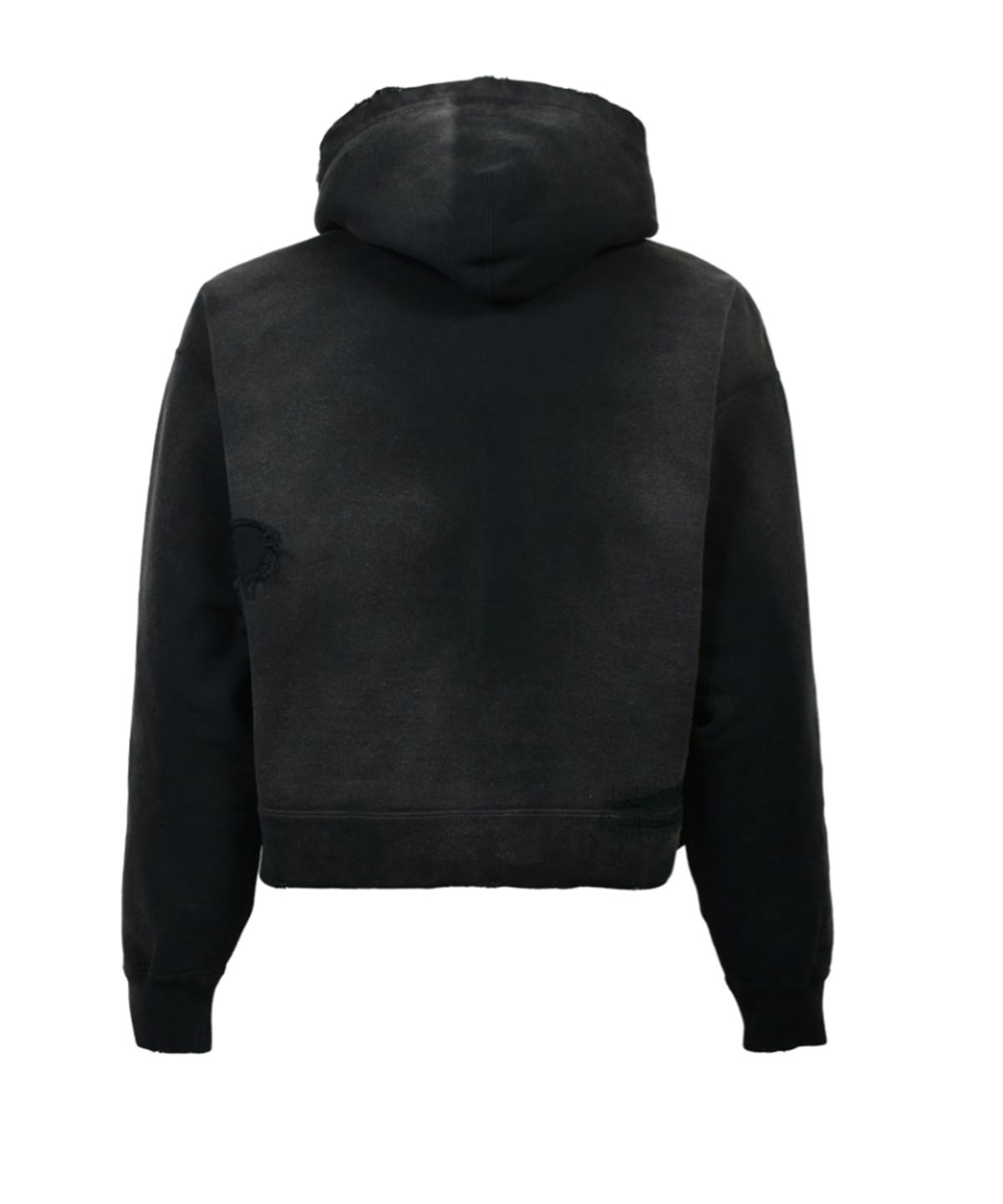카미야(KAMIYA) Repaired Name Patch Zip Short Hoodie - BLACK