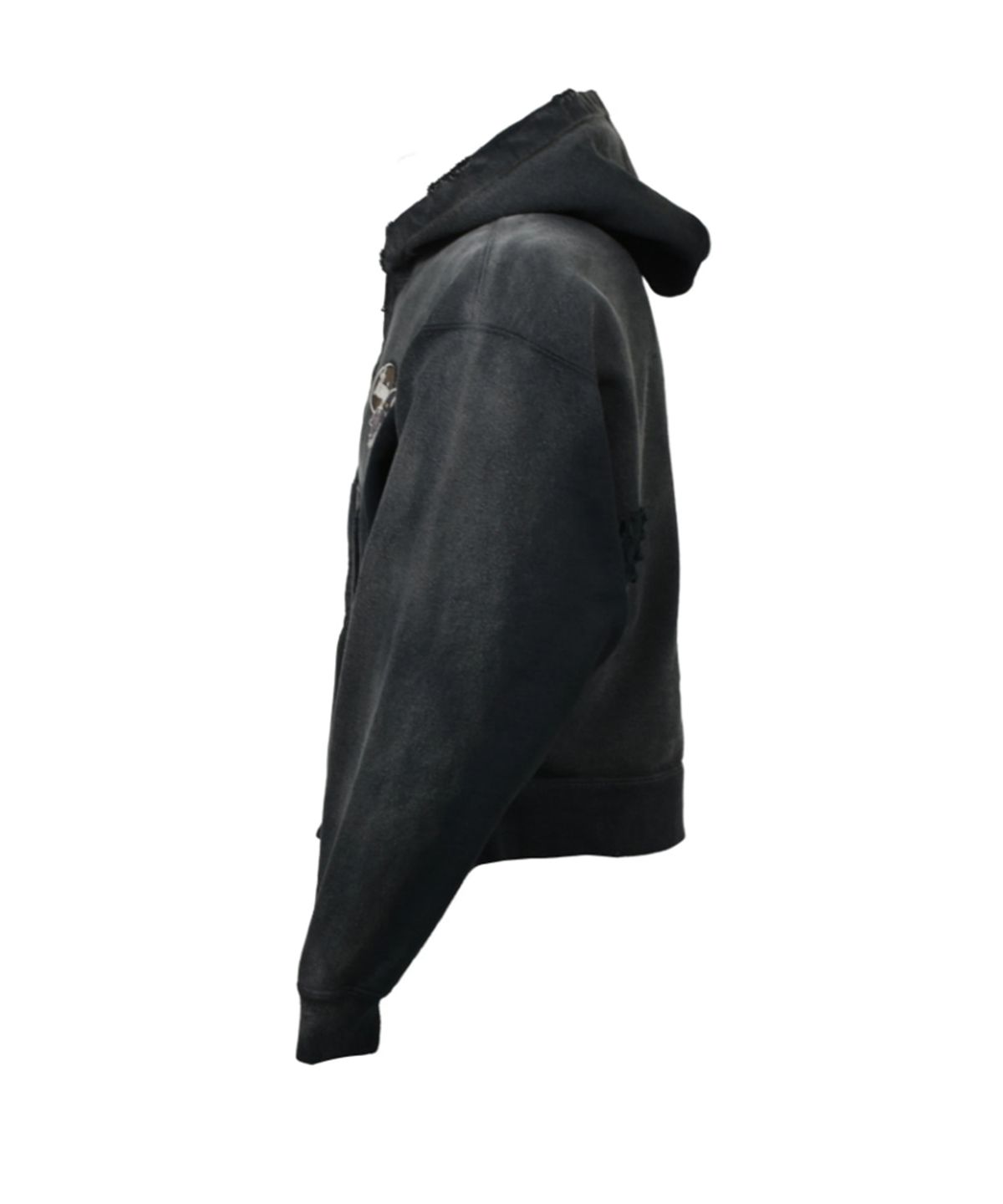 카미야(KAMIYA) Repaired Name Patch Zip Short Hoodie - BLACK
