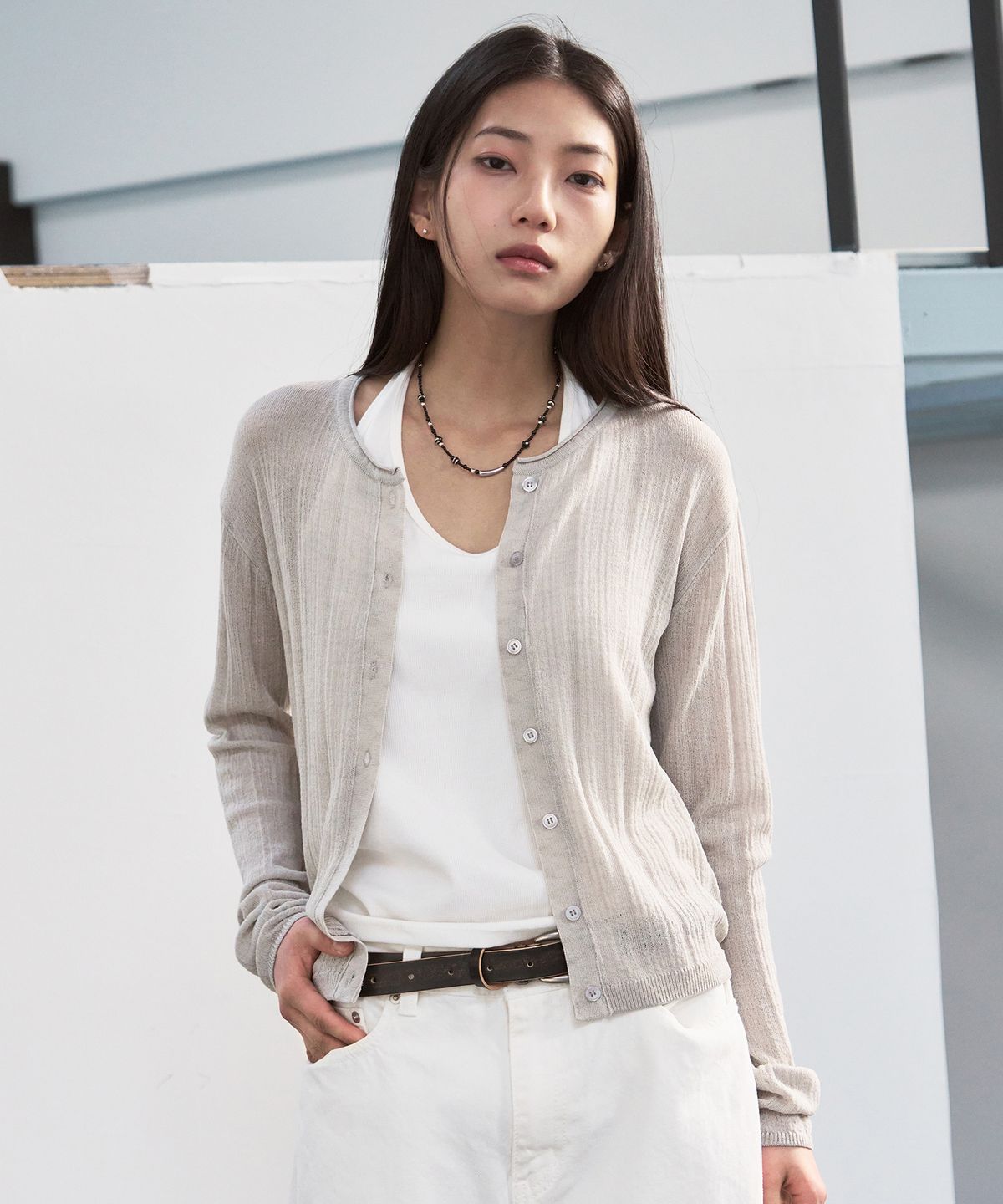 시스에이(SIS A) 베이컨트 시어 가디건 [light gray]