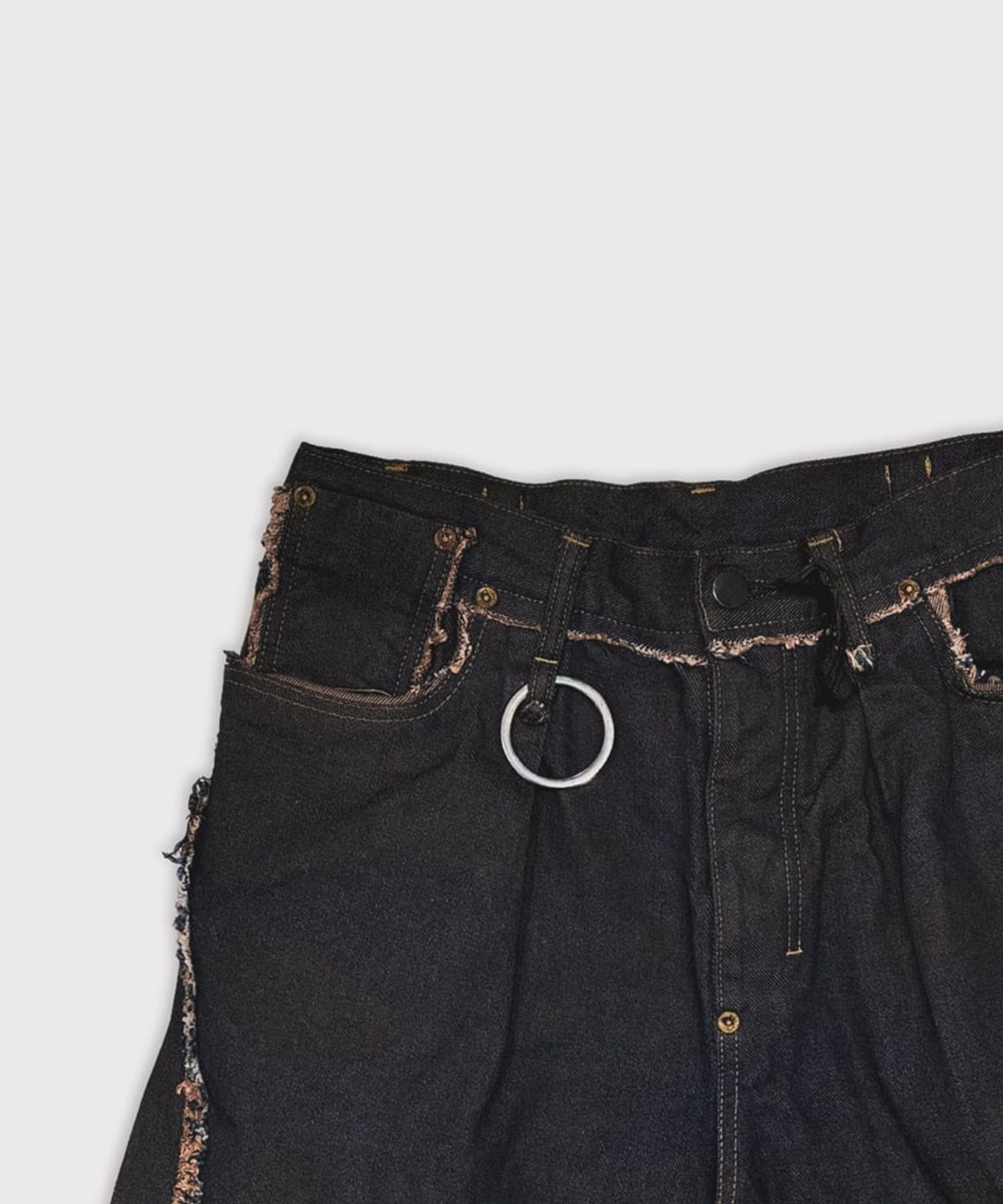 마이너스(MINUS) Slash Seam Twist Cargo Jeans(PERSIMMON TANGY DYED) - DUST INDIGO