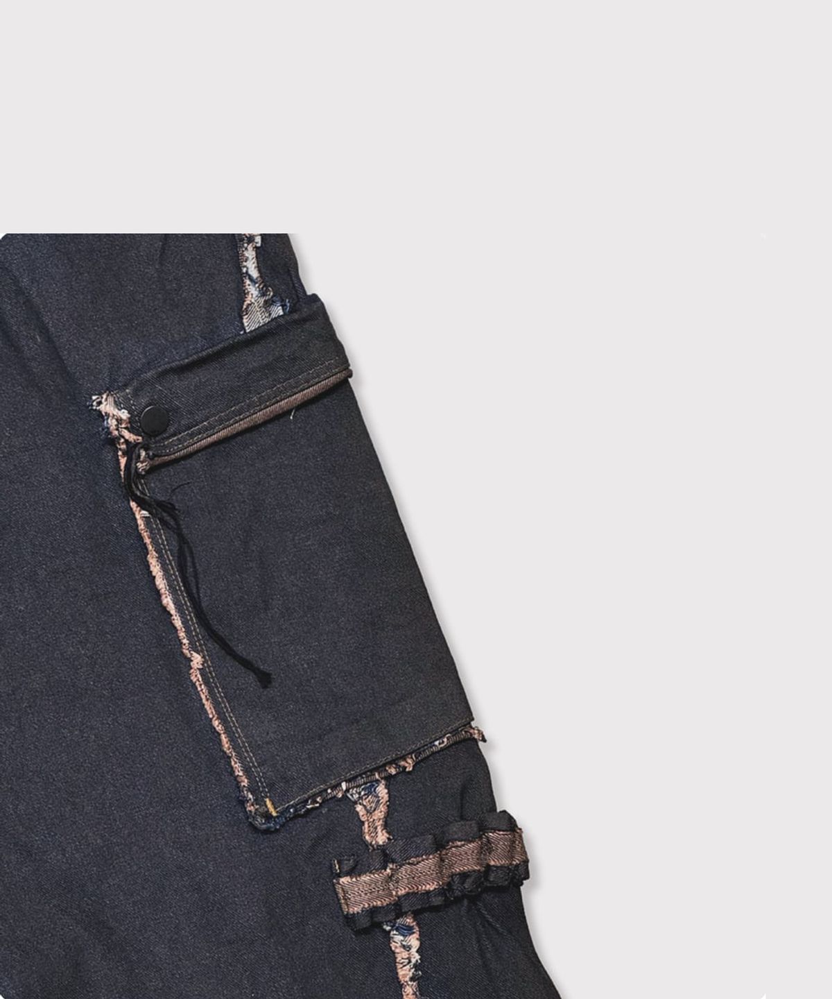 마이너스(MINUS) Slash Seam Twist Cargo Jeans(PERSIMMON TANGY DYED) - DUST INDIGO