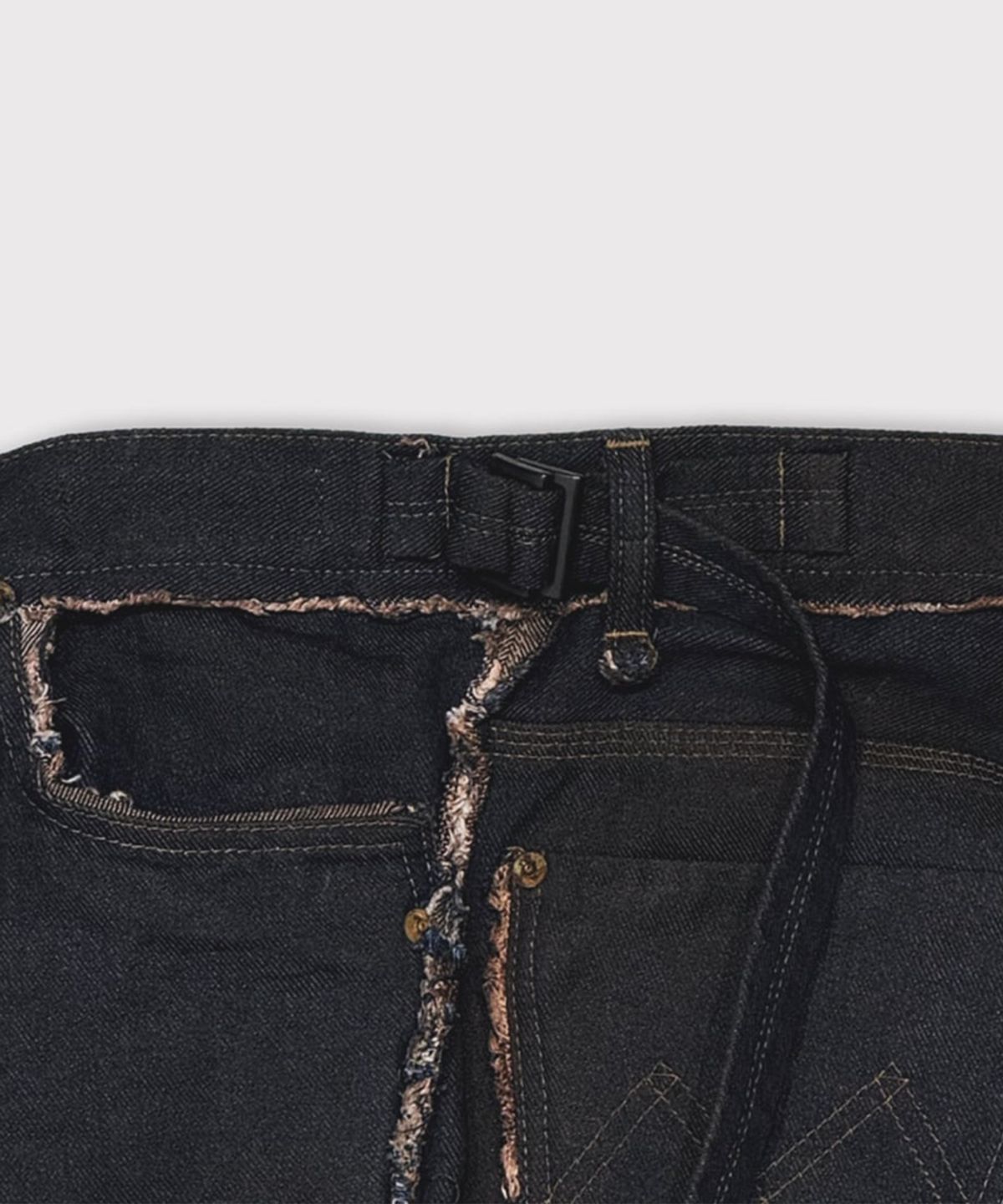 마이너스(MINUS) Slash Seam Twist Cargo Jeans(PERSIMMON TANGY DYED) - DUST INDIGO