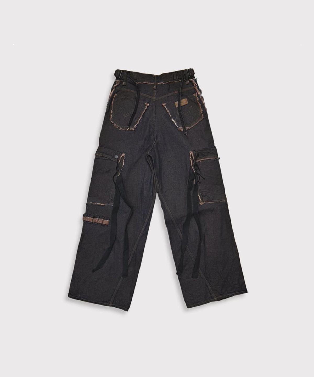 마이너스(MINUS) Slash Seam Twist Cargo Jeans(PERSIMMON TANGY DYED) - DUST INDIGO