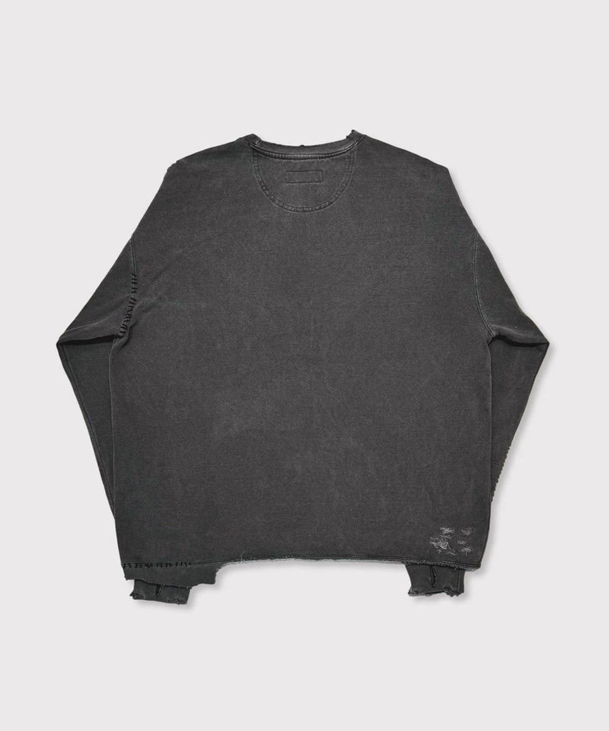 마이너스(MINUS) Inactive Crew Sweat With Repaired - AGED BLACK