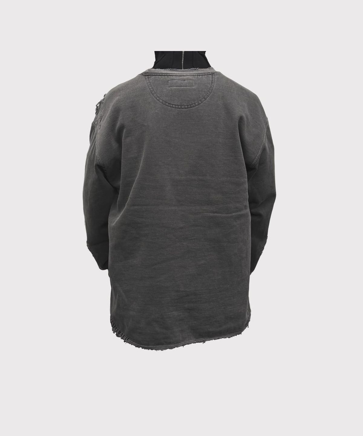 마이너스(MINUS) Inactive Crew Sweat With Repaired - AGED BLACK