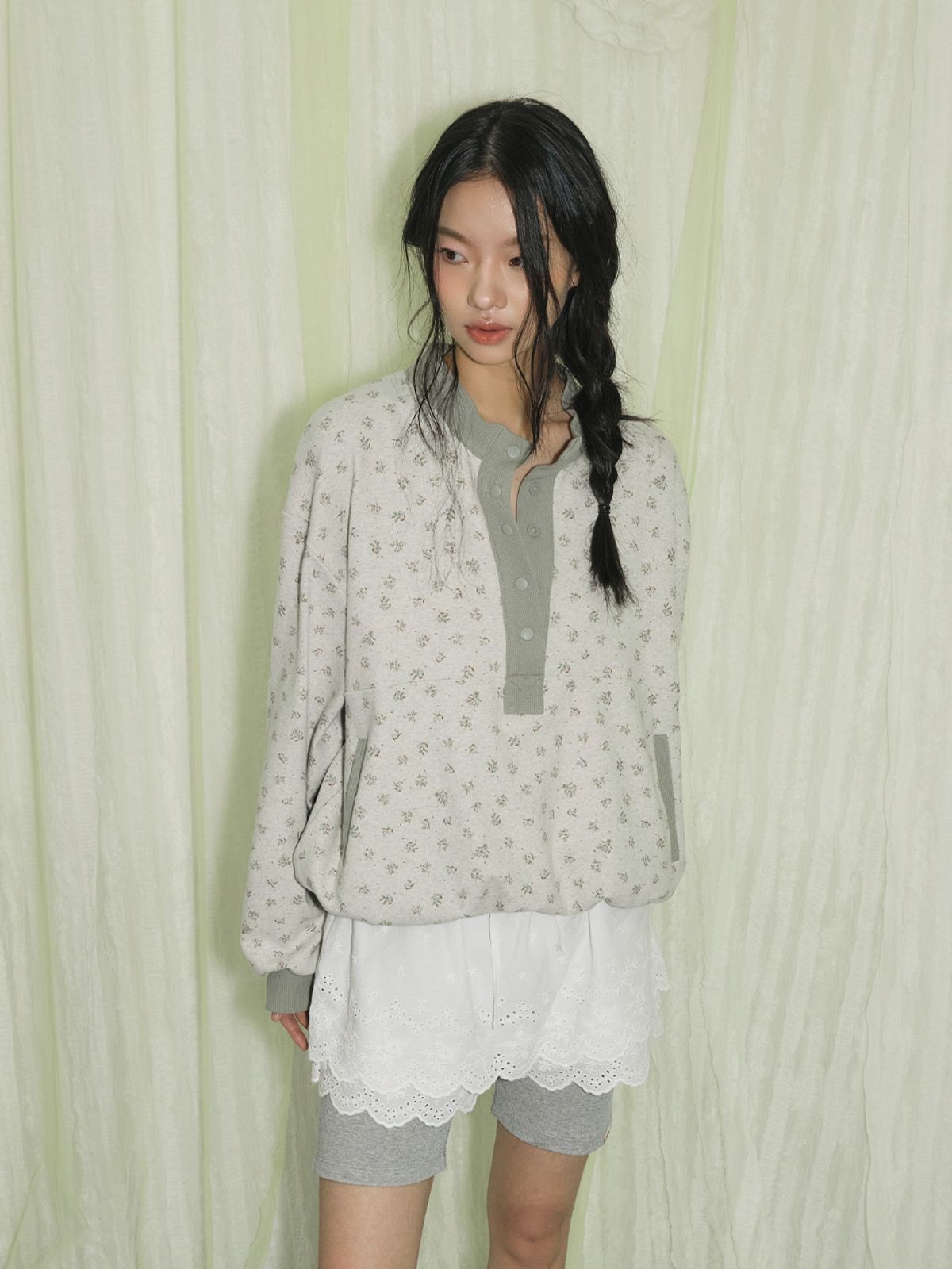뽐므(POMME) 레이어드 레이스 스커트스타일 쇼츠(화이트)