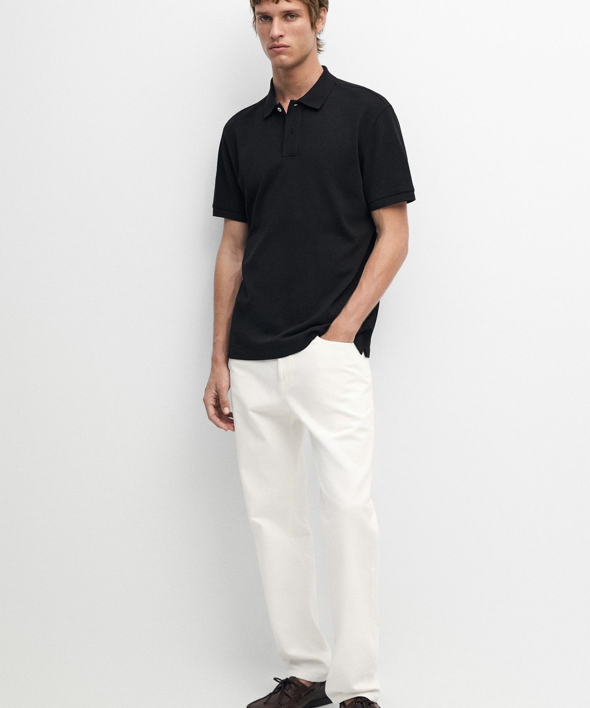 마시모두띠(MASSIMO DUTTI) 마이크로 텍스처드 코튼 피케 폴로 셔츠