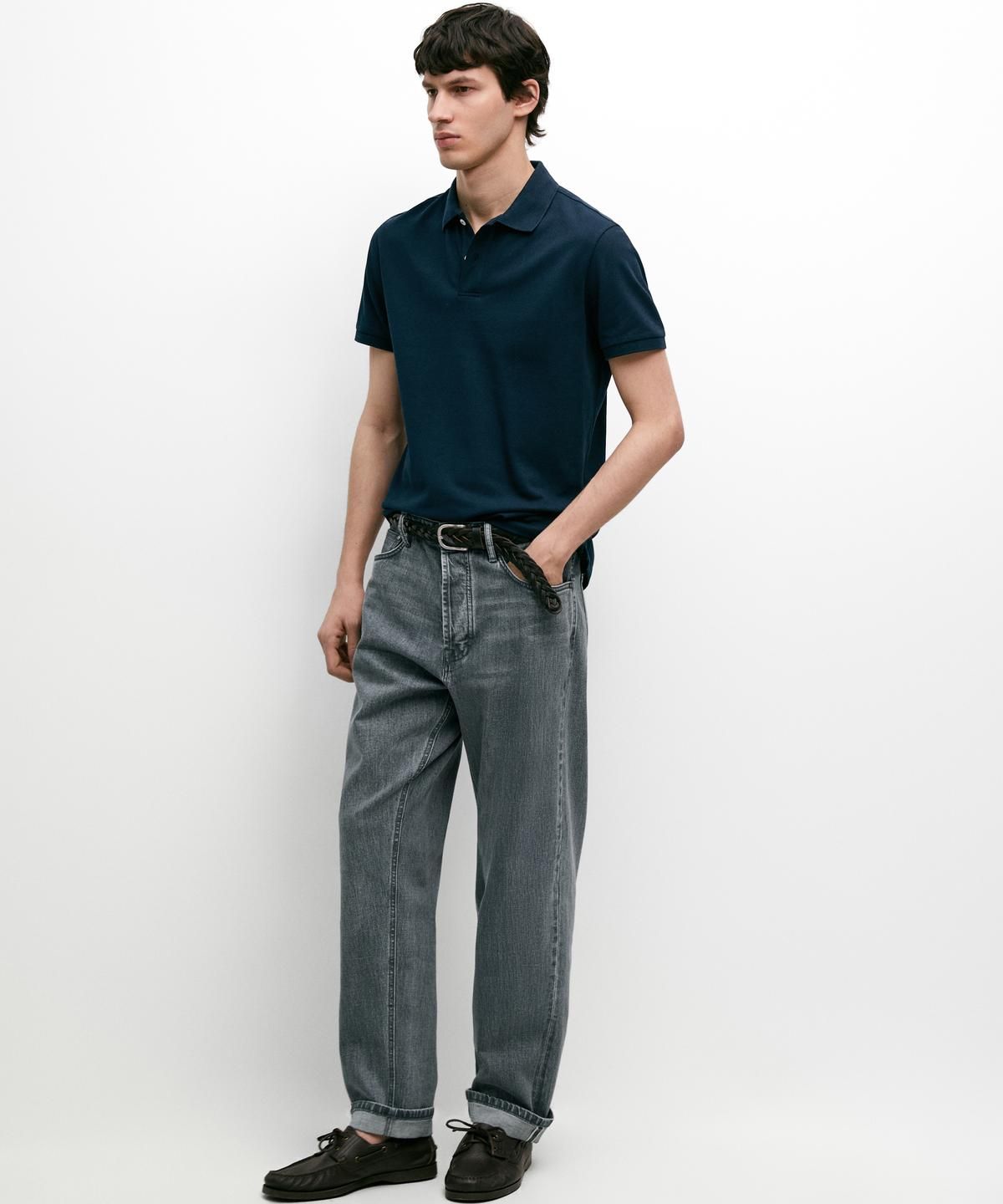 마시모두띠(MASSIMO DUTTI) 마이크로 텍스처드 코튼 피케 폴로 셔츠
