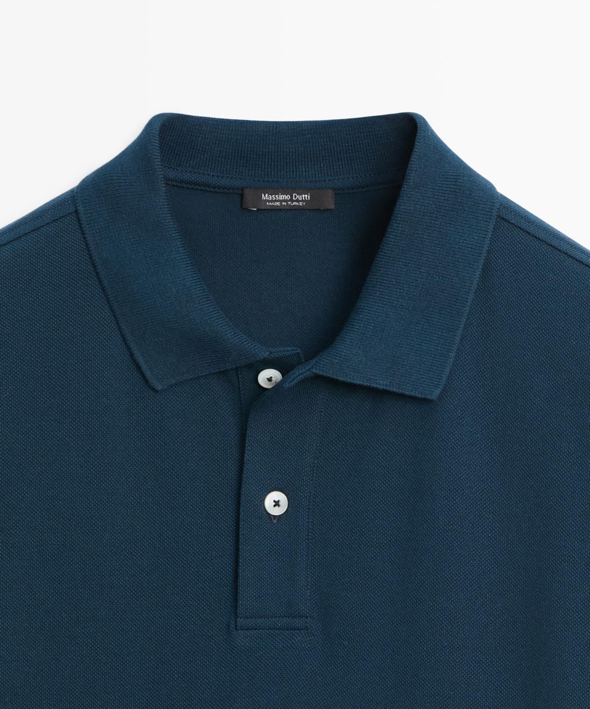 마시모두띠(MASSIMO DUTTI) 마이크로 텍스처드 코튼 피케 폴로 셔츠