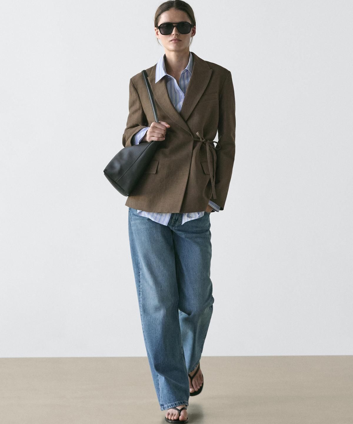 마시모두띠(MASSIMO DUTTI) 코튼 블렌드 더블 브레스트 블레이저