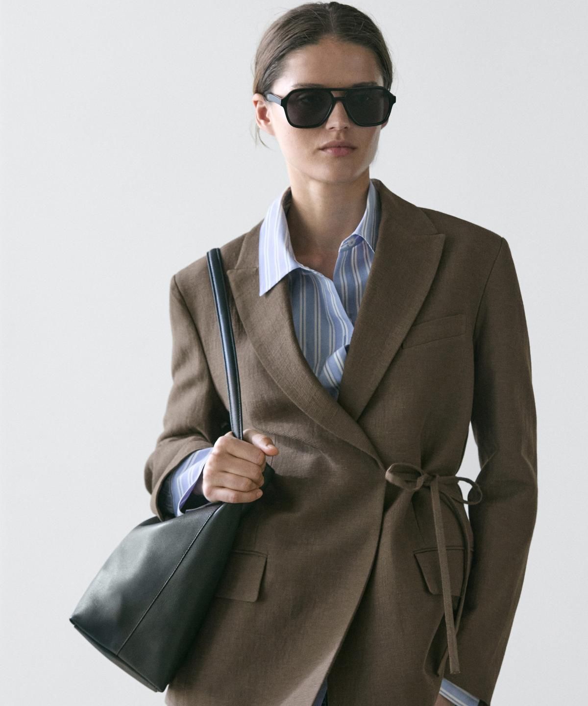 마시모두띠(MASSIMO DUTTI) 코튼 블렌드 더블 브레스트 블레이저