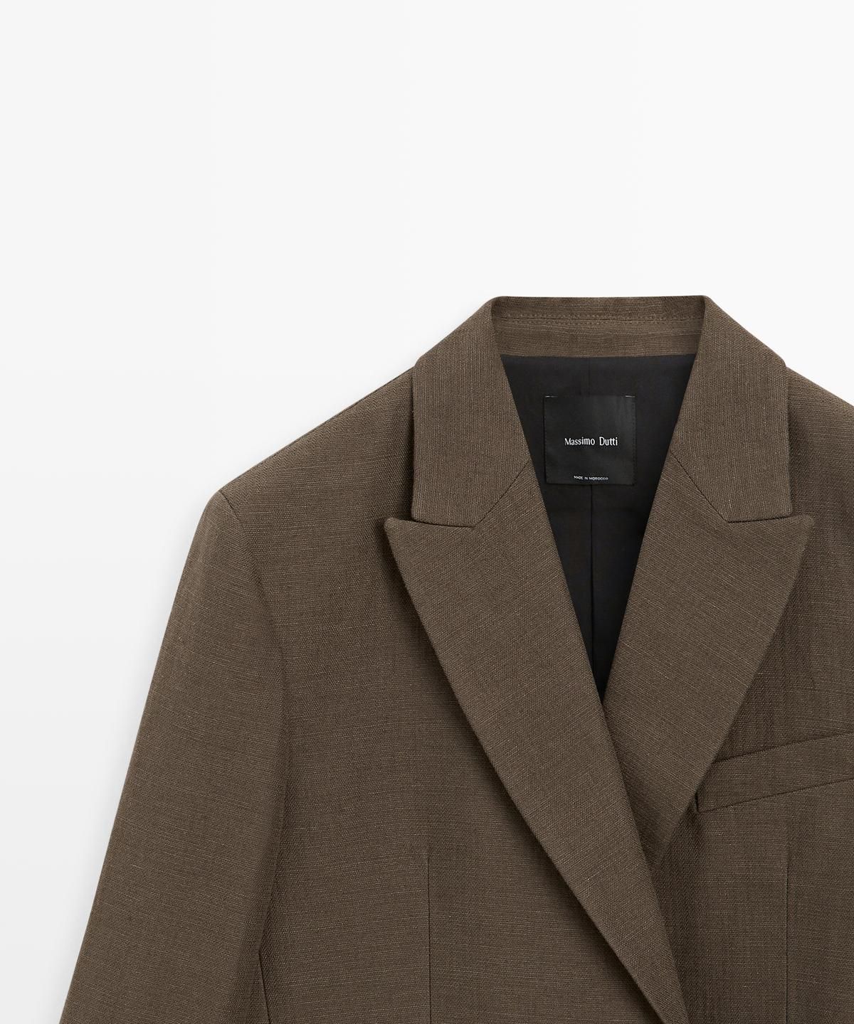 마시모두띠(MASSIMO DUTTI) 코튼 블렌드 더블 브레스트 블레이저