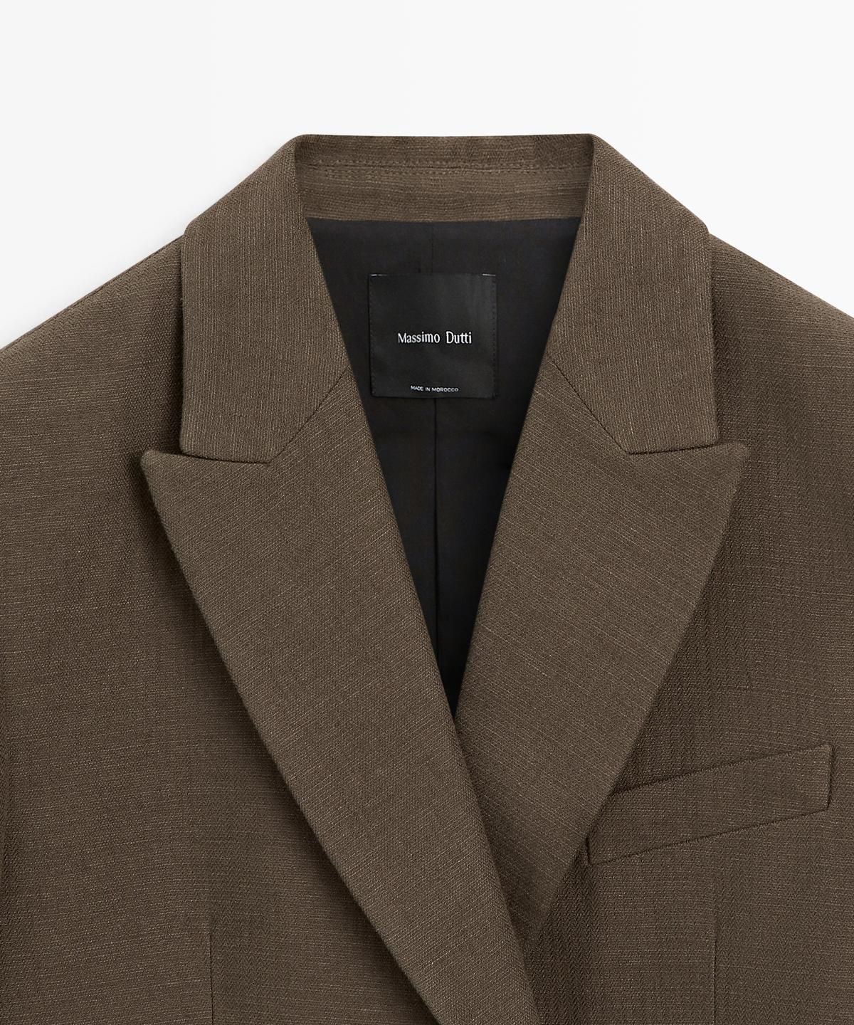 마시모두띠(MASSIMO DUTTI) 코튼 블렌드 더블 브레스트 블레이저