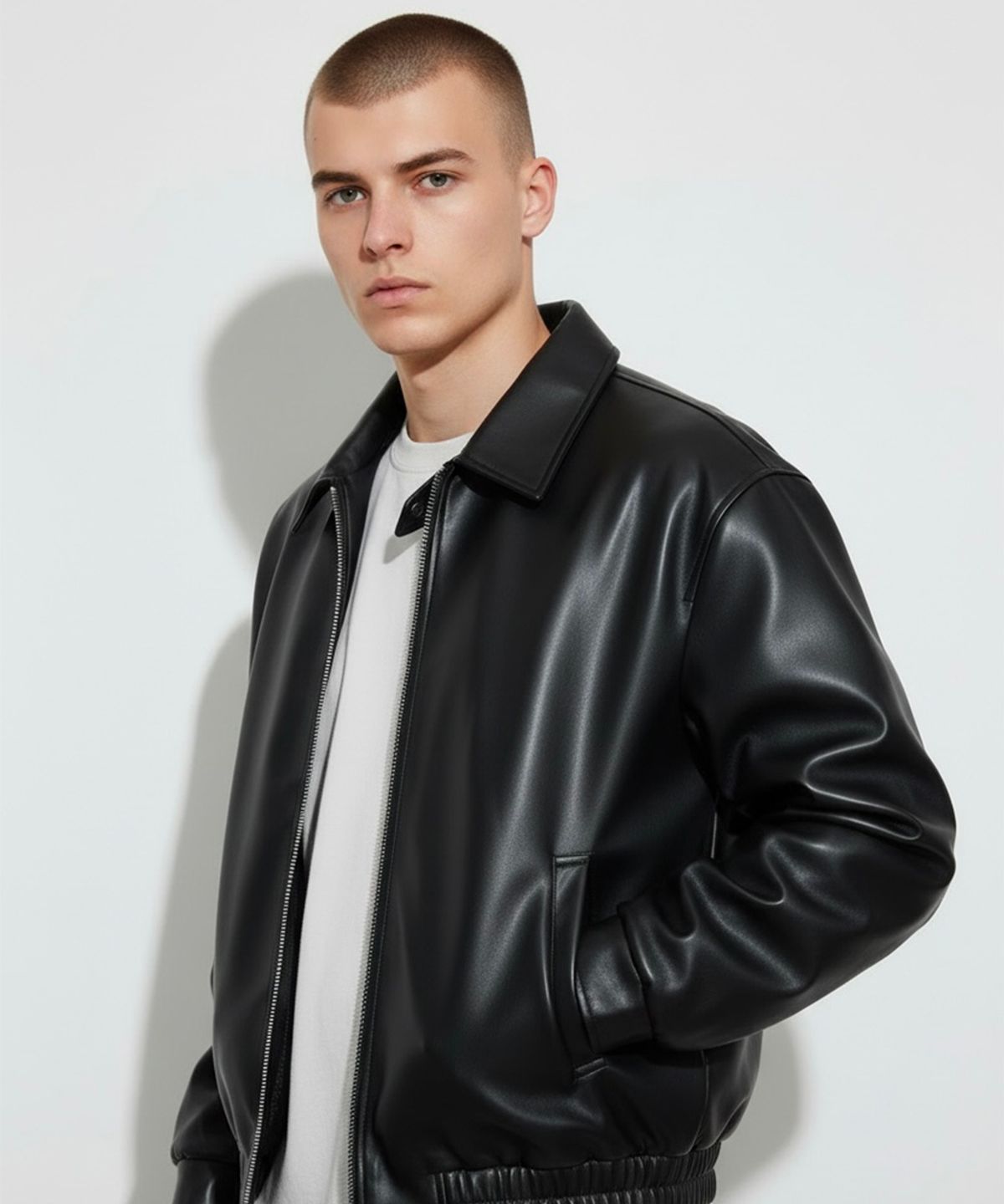 본슬리피(BORN SLIPPY) Urban Gloss Leather Blouson Jacket (Black)