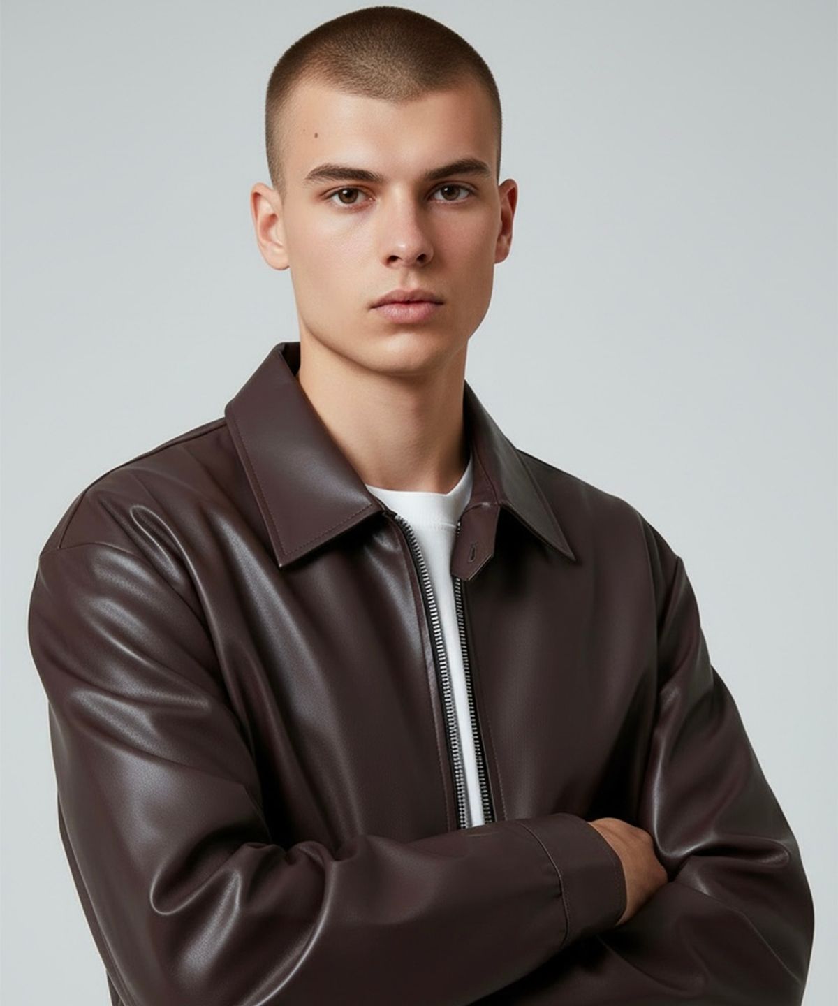 본슬리피(BORN SLIPPY) Urban Gloss Leather Blouson Jacket (Brown)